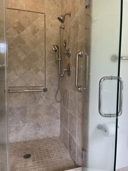 Chrome Grab Bars in tile